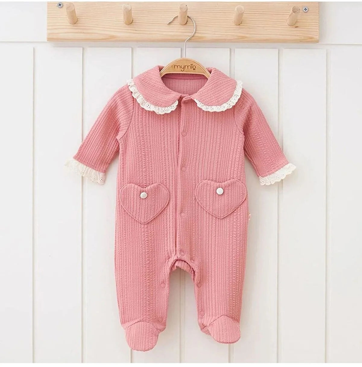 Rib baby jumpsuit zalm