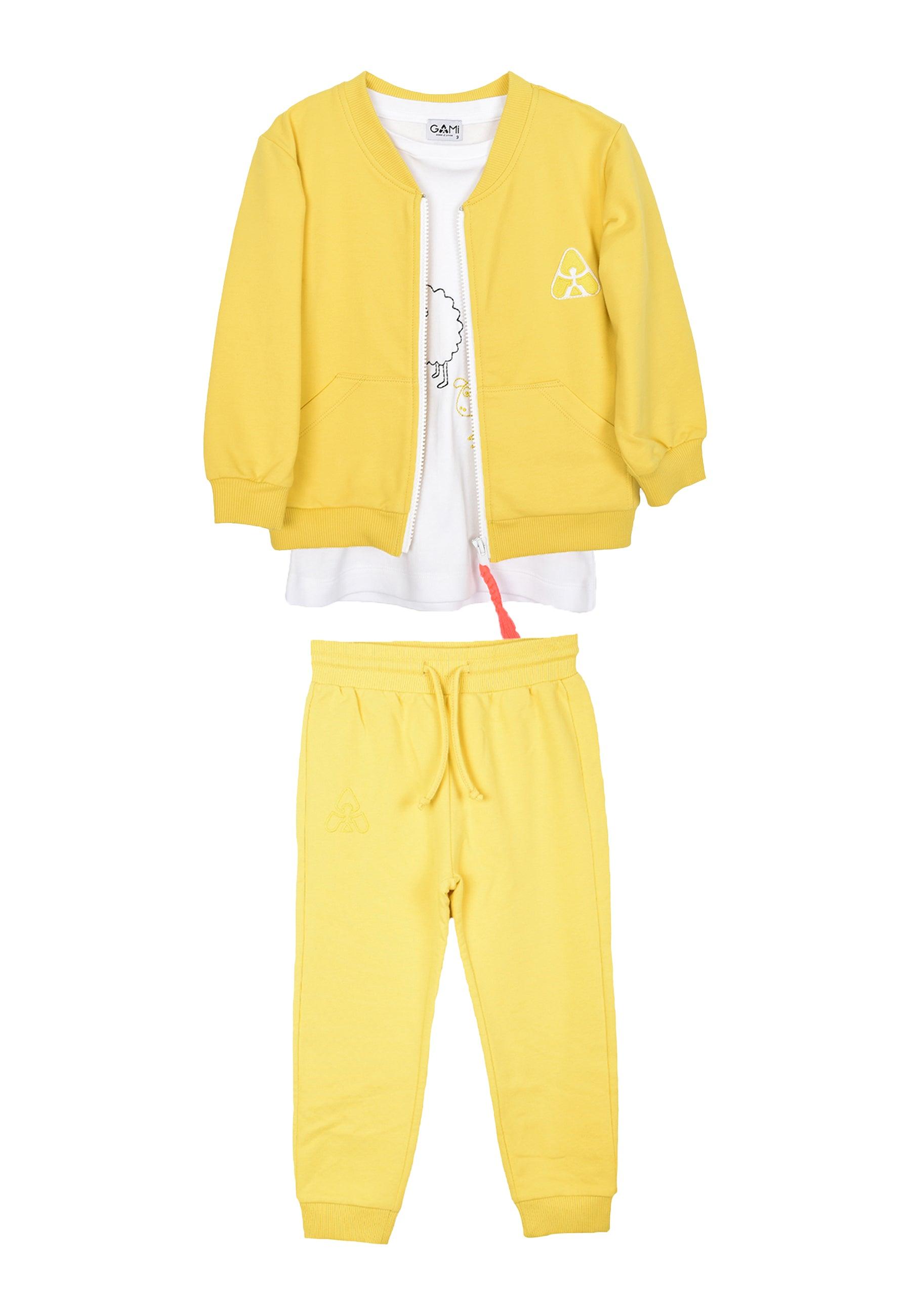 Gami - Unisex joggingpak geel met t-shirt 🐑 - Alisé kids