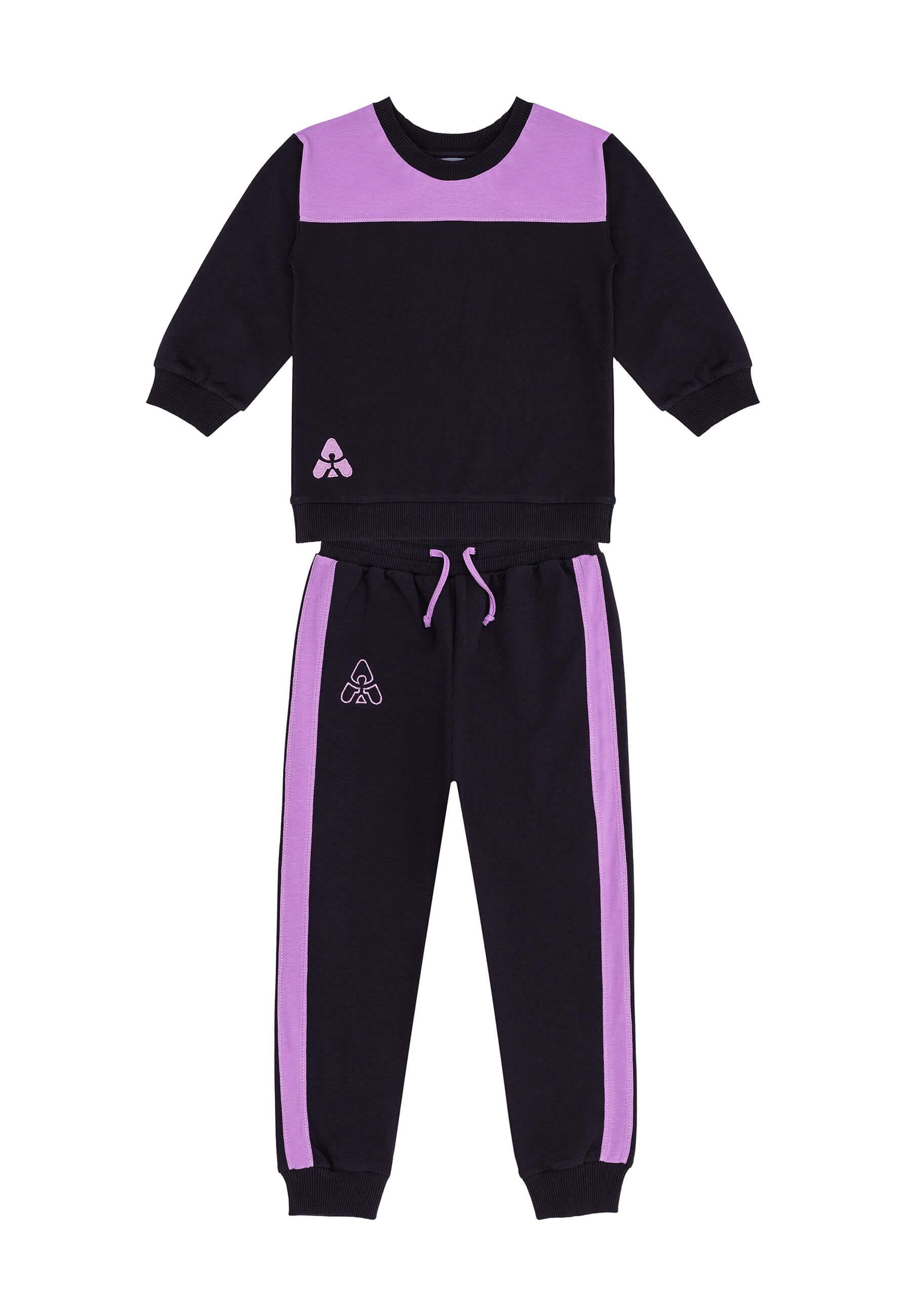 Gami - Joggingpak meisjes met lila zijstreep - Alisé kids